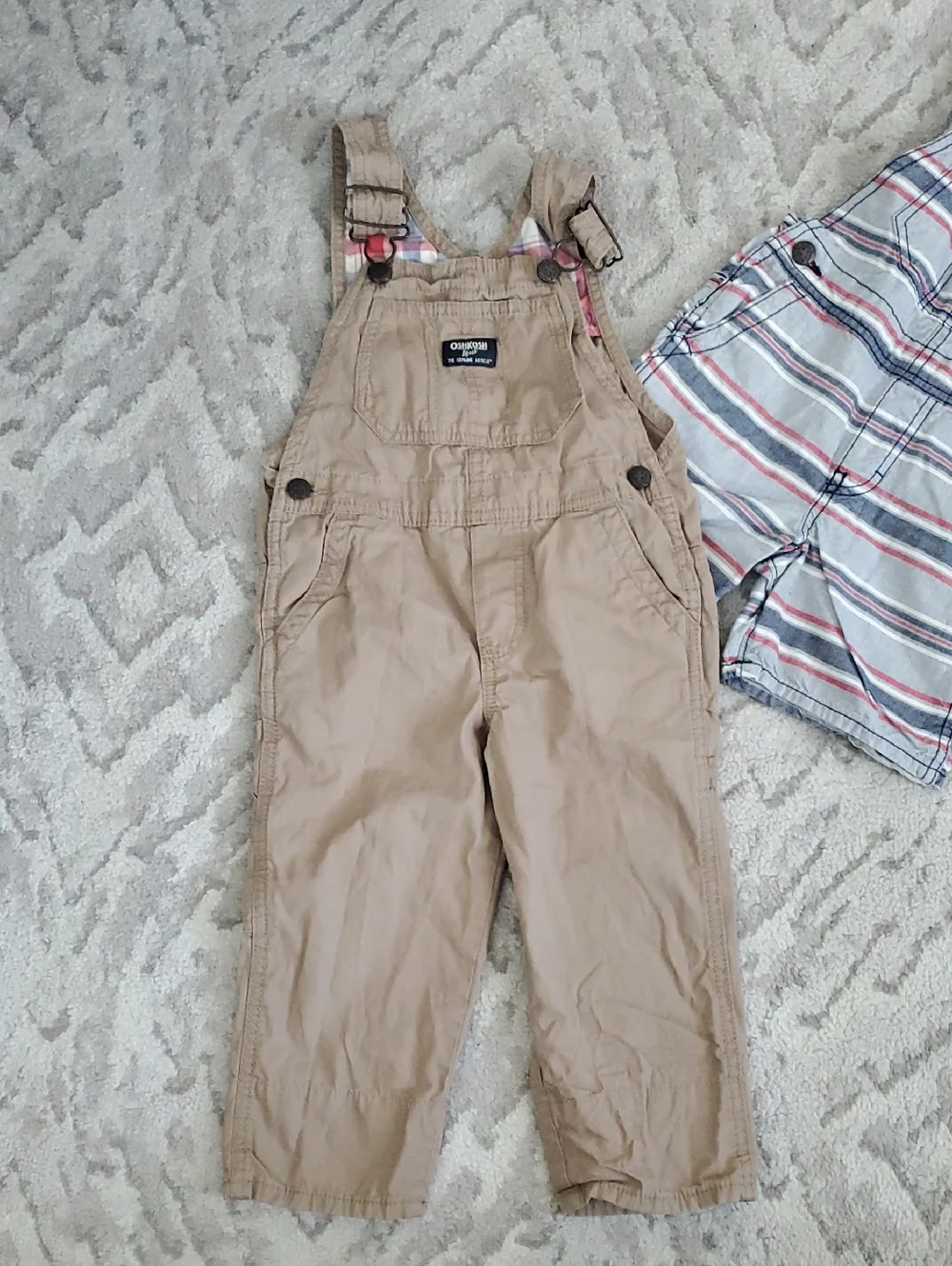 OshKosh B'gosh Bundke Kids Overalls, Classic Tan, Americana